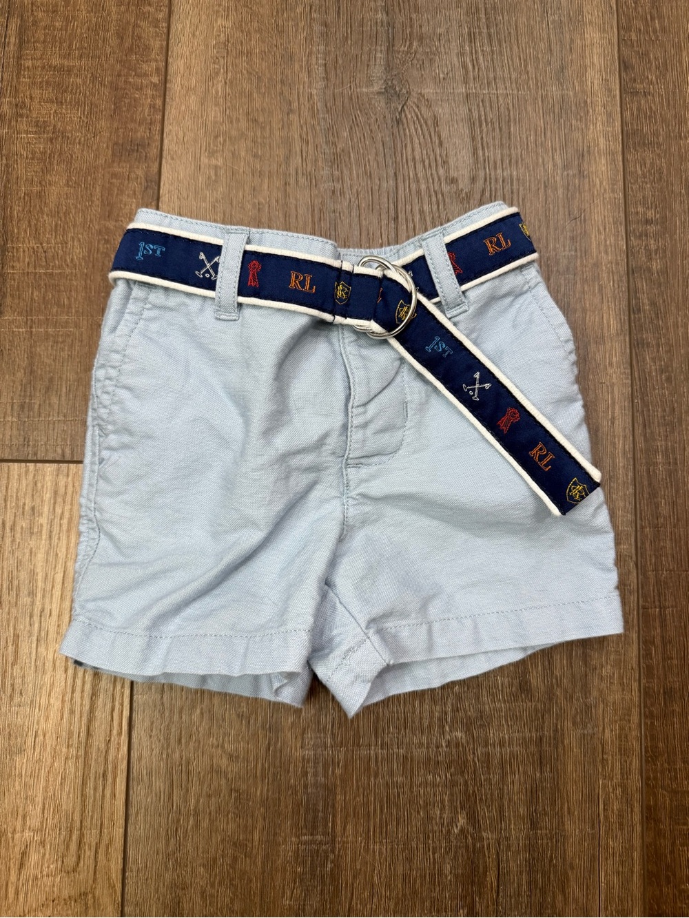 Ralph Lauren 3 month infant belted cotton blue shorts preppy